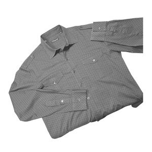 7 Diamonds Mens Green Geometric Print Button Up Long Sleeve Shirt Size Medium